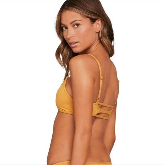 L*SPACE Ross Bralette Keyhole Strappy Bikini Top in Bronze Womens Size Small - Picture 2 of 7